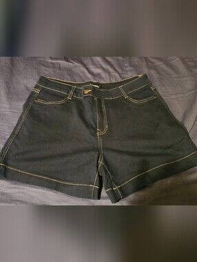Women's Dark Navy Blue Denim Shorts with Contrast Stitching Size 10